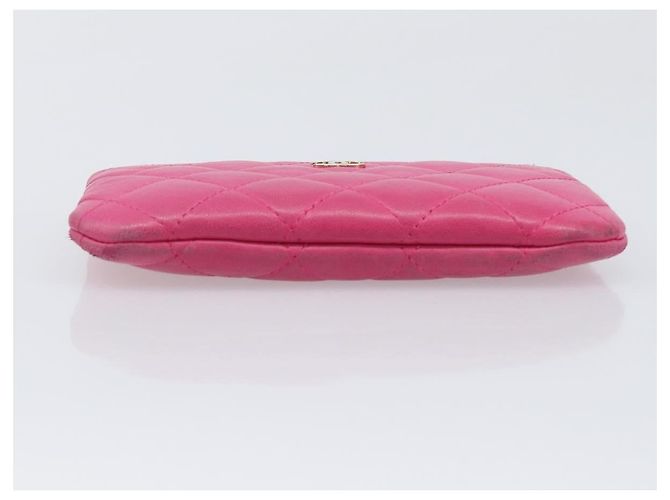 Portamonete CHANEL Matelassé in pelle d'agnello rosa con CC dorato - vista 6