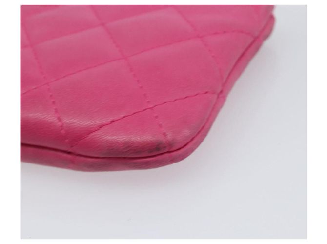 Portamonete CHANEL Matelassé in pelle d'agnello rosa con CC dorato - vista 7