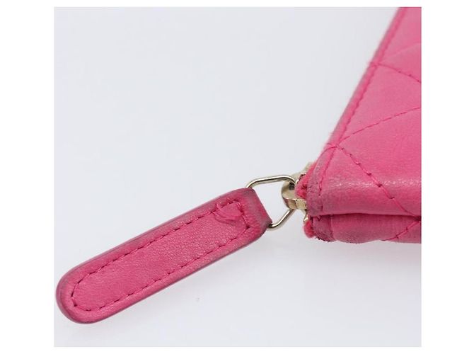 Portamonete CHANEL Matelassé in pelle d'agnello rosa con CC dorato - vista 8