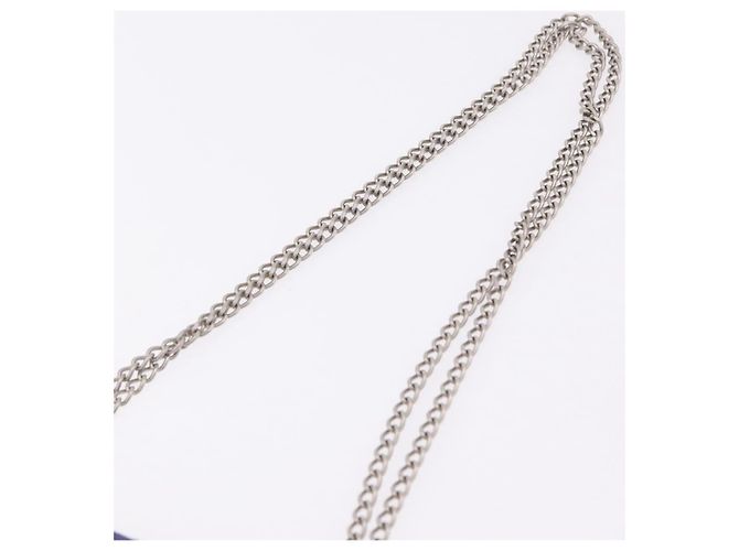 Borsa a tracolla CHANEL Hologram Chain in vinile Viola Argento CC - vista 14