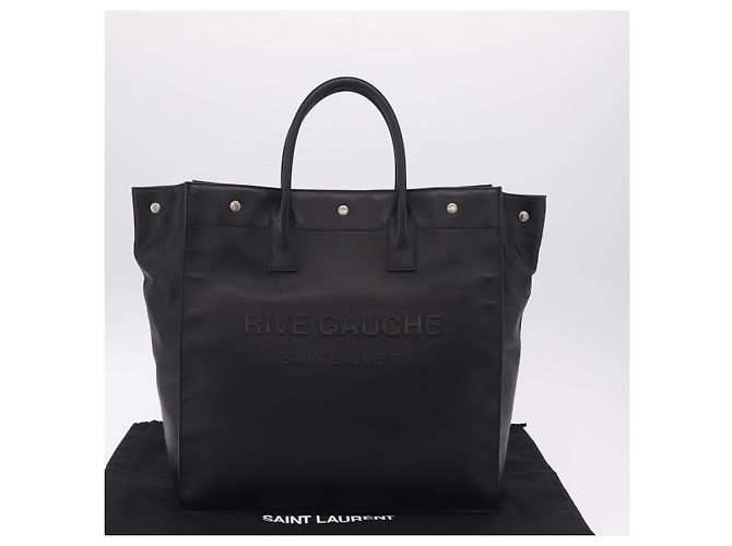Autre Marque Borsa Tote Saint Laurent Rive Gauche in pelle nera e argento 663970 - vista 12