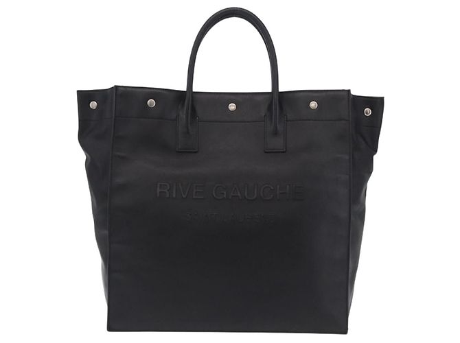 Autre Marque Borsa Tote Saint Laurent Rive Gauche in pelle nera e argento 663970 - vista 13
