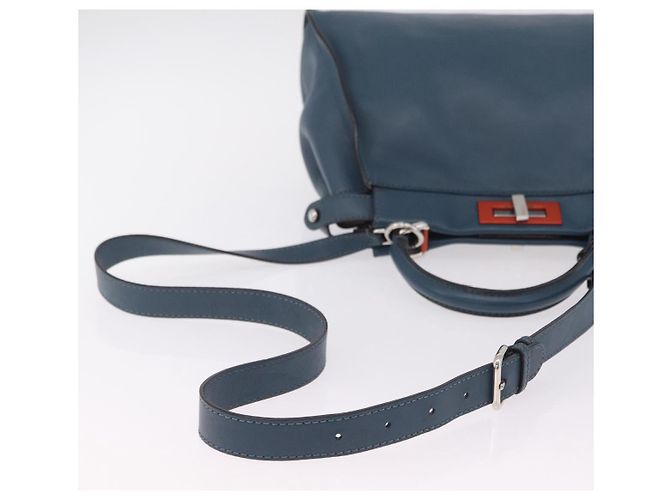 Peekaboo Borsa a mano FENDI Peek A Boo in pelle 2way blu argento 8BN290 - vista 9