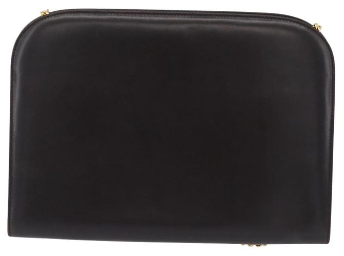 Borsa a tracolla Salvatore Ferragamo Gancini Chain in pelle marrone e oro - vista 2