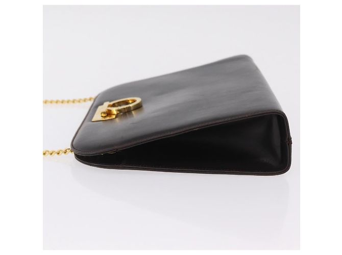 Borsa a tracolla Salvatore Ferragamo Gancini Chain in pelle marrone e oro - vista 5