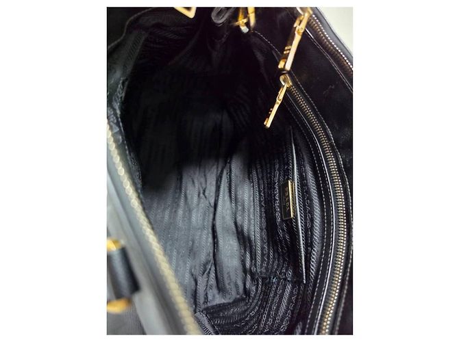 Borsa Tote Prada Saffiano Pelle Large Galleria Double Zip - Nero - vista 11