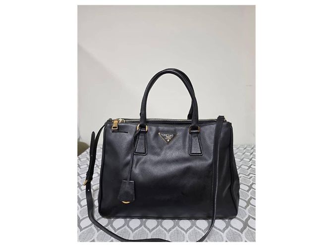 Borsa Tote Prada Saffiano Pelle Large Galleria Double Zip - Nero - vista 12