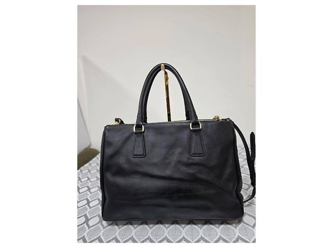 Borsa Tote Prada Saffiano Pelle Large Galleria Double Zip - Nero - vista 3