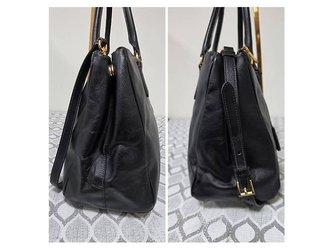 Borsa Tote Prada Saffiano Pelle Large Galleria Double Zip - Nero - vista 4