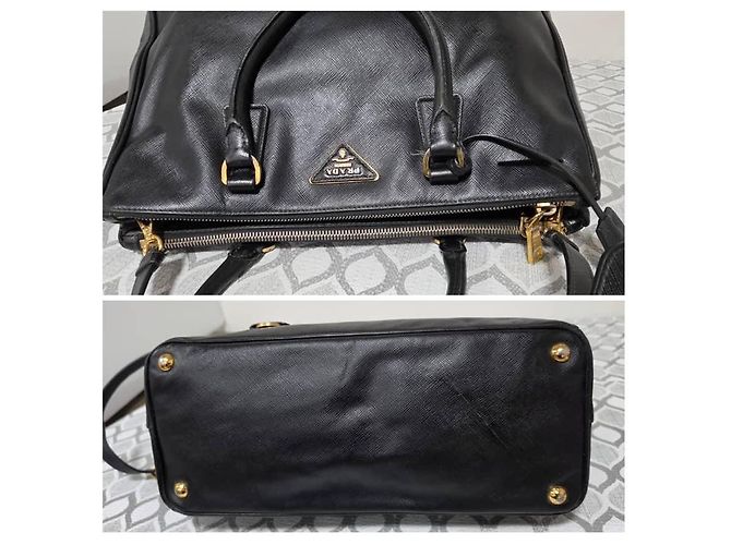 Borsa Tote Prada Saffiano Pelle Large Galleria Double Zip - Nero - vista 7