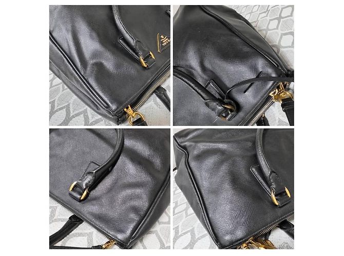 Borsa Tote Prada Saffiano Pelle Large Galleria Double Zip - Nero - vista 8
