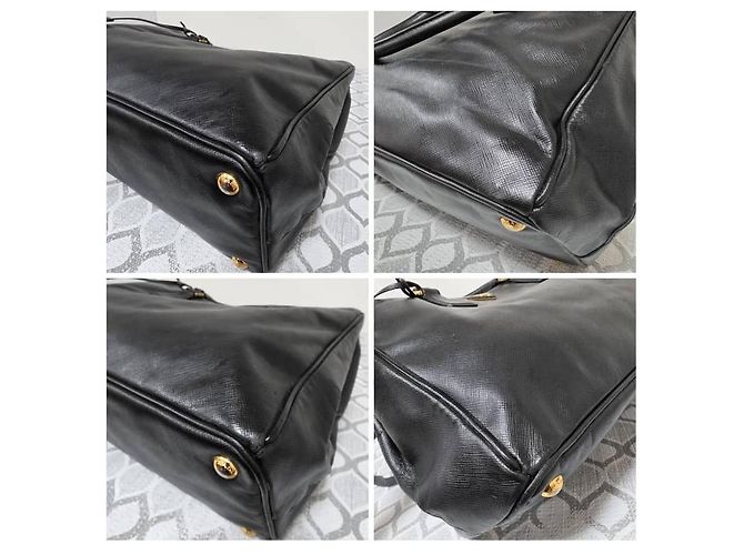 Borsa Tote Prada Saffiano Pelle Large Galleria Double Zip - Nero - vista 9