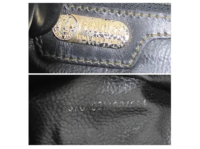 Fendi Borsa a tracolla Pequin Stripe Nero Marrone - vista 2