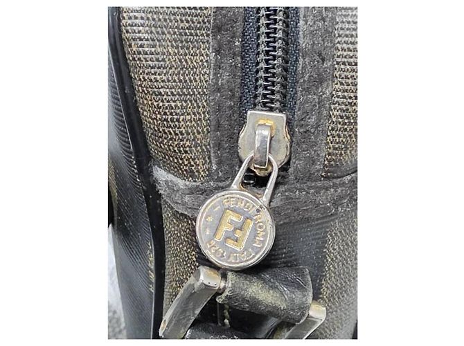 Fendi Borsa a tracolla Pequin Stripe Nero Marrone - vista 8