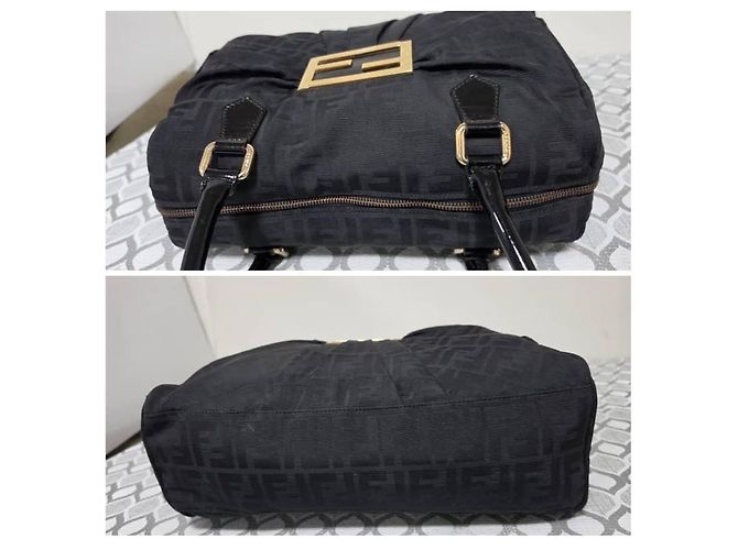 Fendi Mia Zip Sac Cabas Large Zucca Canvas Noir - vue 5