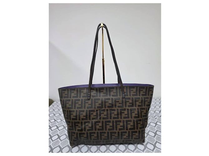 Fendi Small Roll Tote Bag Zucca Canvas Braun - Ansicht 3