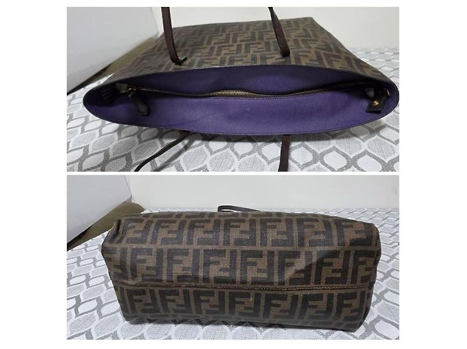 Fendi Small Roll Tote Bag Zucca Canvas Braun - Ansicht 5
