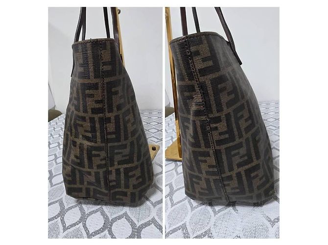 Fendi Small Roll Tote Bag Zucca Canvas Braun - Ansicht 6
