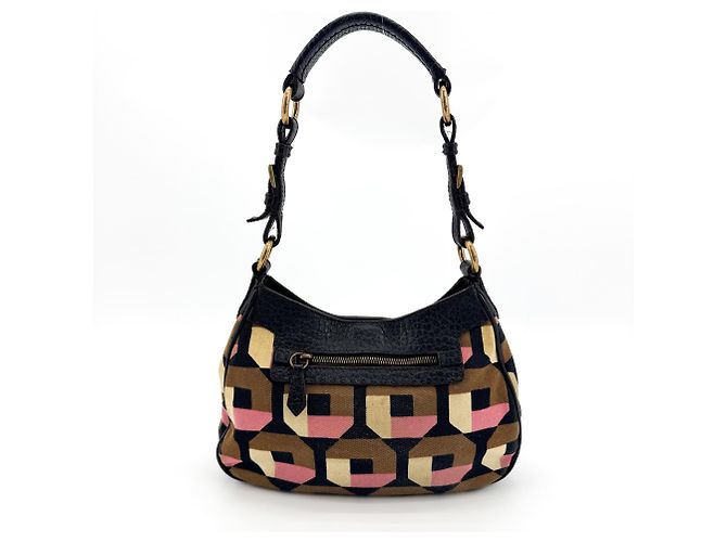 Prada Borsa a spalla in tela e pelle - vista 2