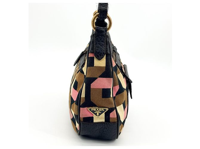 Prada Borsa a spalla in tela e pelle - vista 4