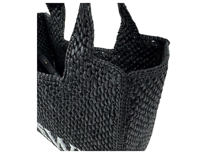 Loewe Black Raffia Handbag - view 6