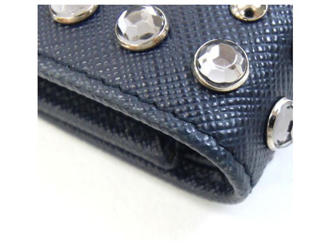 Prada Tri-fold Geldbörse aus Navy Leder - Ansicht 4