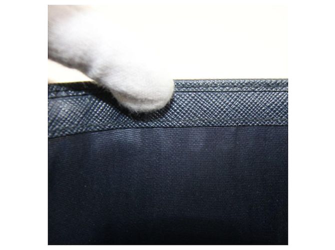 Prada Tri-fold Geldbörse aus Navy Leder - Ansicht 6