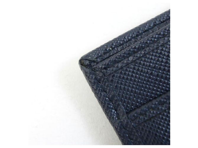 Prada Tri-fold Geldbörse aus Navy Leder - Ansicht 7