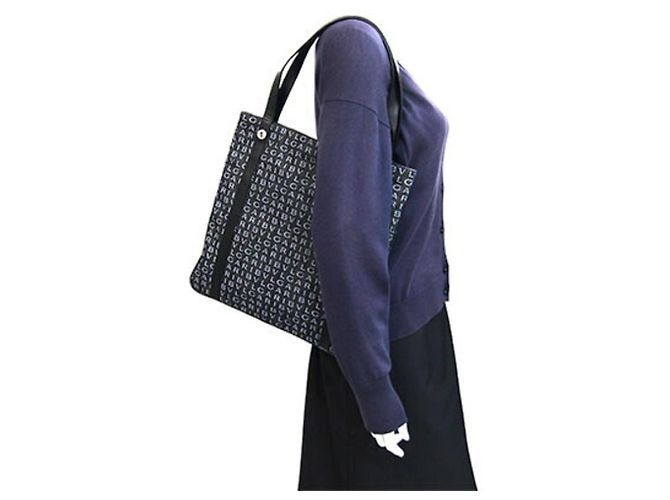Bulgari Borsa Tote Bvlgari in pelle e denim nero - vista 10