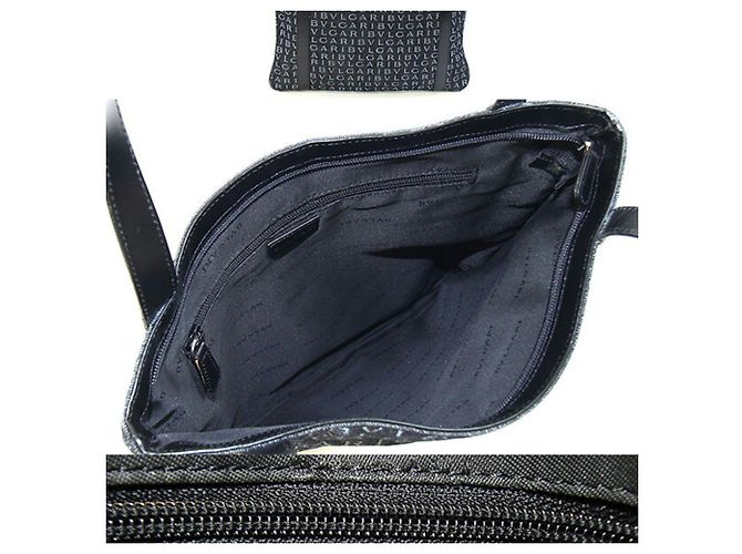 Bulgari Borsa Tote Bvlgari in pelle e denim nero - vista 2