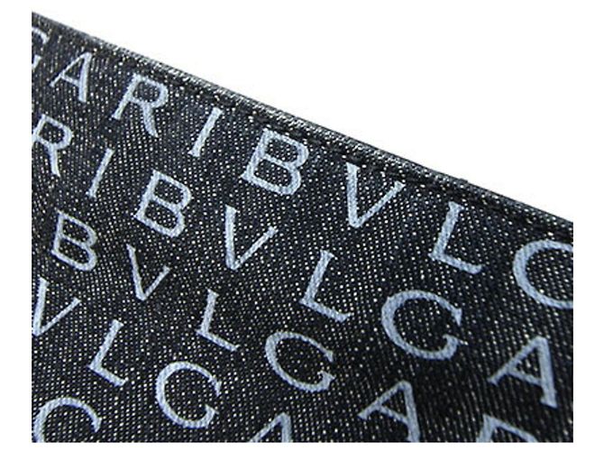 Bulgari Borsa Tote Bvlgari in pelle e denim nero - vista 3