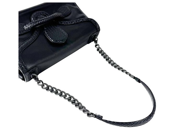 Borsa a tracolla Bottega Veneta in pelle nera - vista 10
