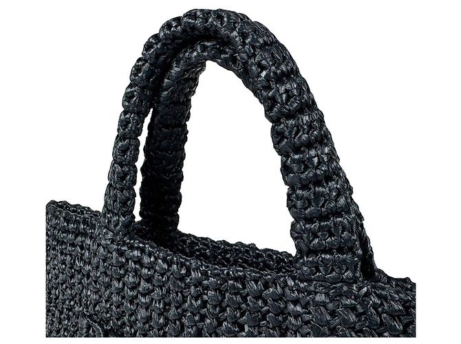 Prada Small Crochet Tote Handbag aus schwarzer Raffia - Ansicht 10