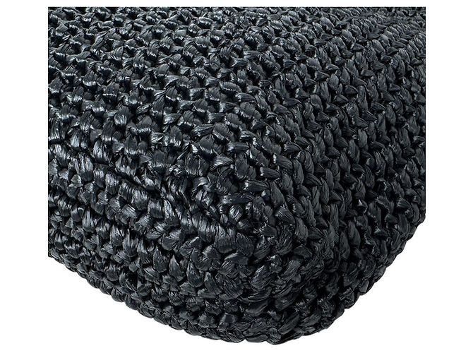 Prada Small Crochet Tote Handbag aus schwarzer Raffia - Ansicht 8
