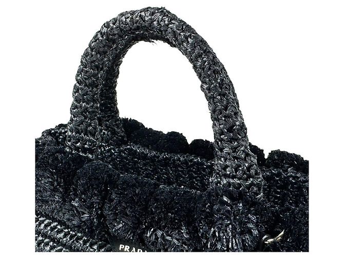 Sac à main Prada en raphia noir - vue 10
