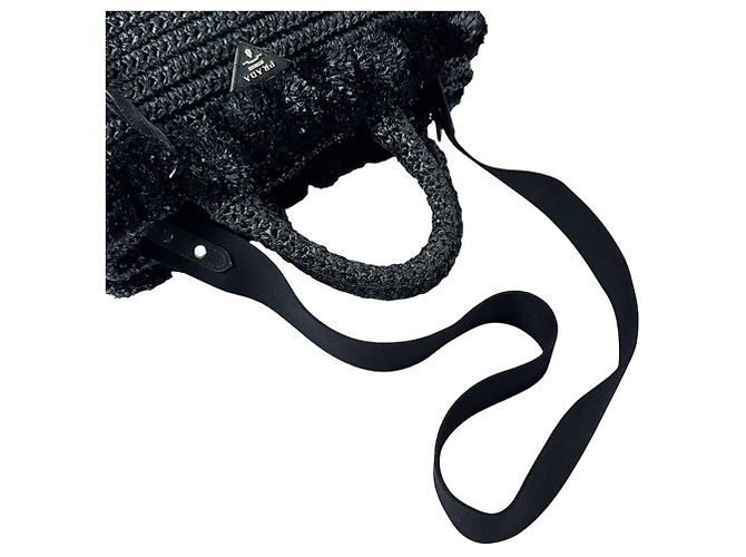 Sac à main Prada en raphia noir - vue 11