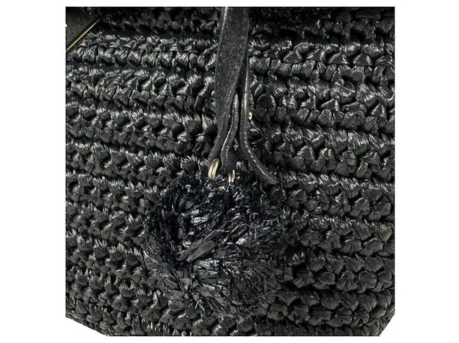 Sac à main Prada en raphia noir - vue 12