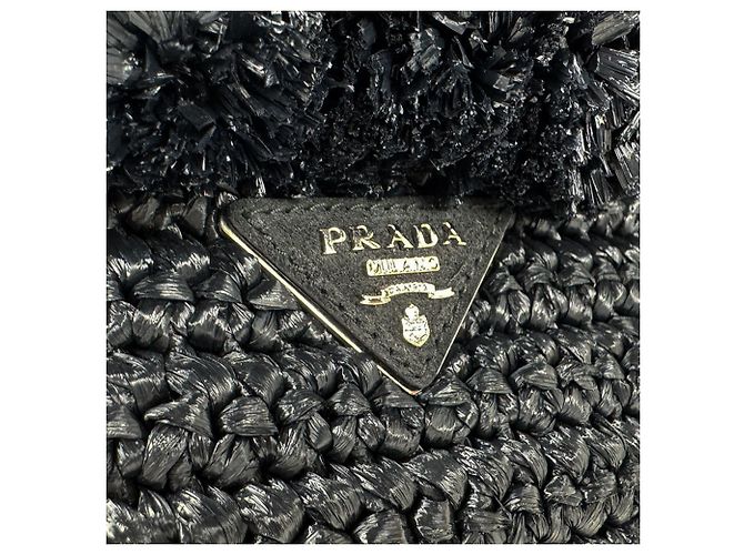 Sac à main Prada en raphia noir - vue 13