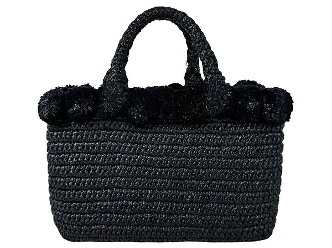 Sac à main Prada en raphia noir - vue 3