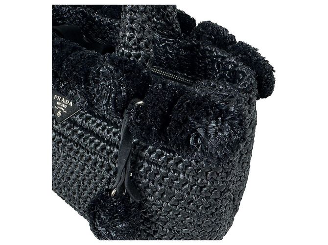 Sac à main Prada en raphia noir - vue 6