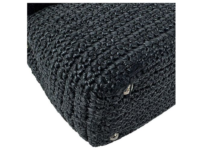 Sac à main Prada en raphia noir - vue 9