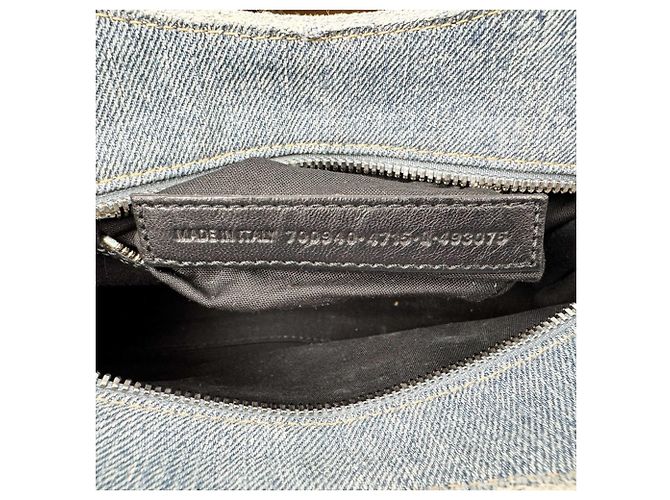 Borsa a tracolla Balenciaga in denim azzurro - vista 14