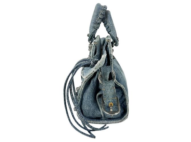 Borsa a tracolla Balenciaga in denim azzurro - vista 2