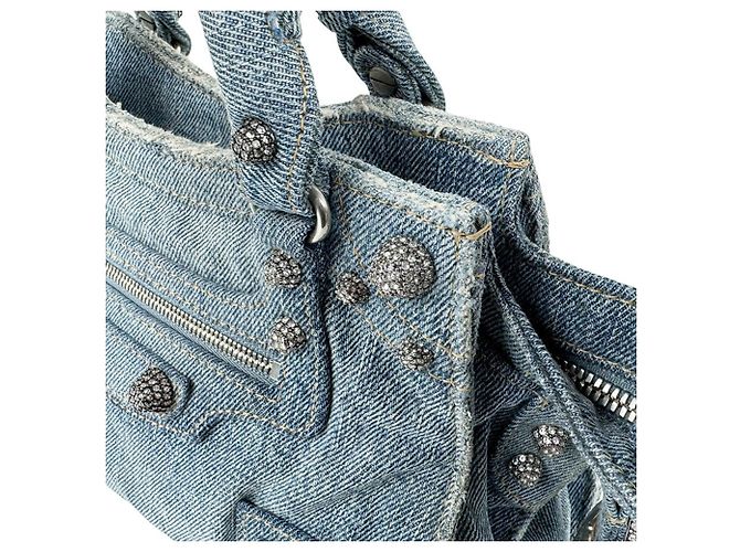 Borsa a tracolla Balenciaga in denim azzurro - vista 6