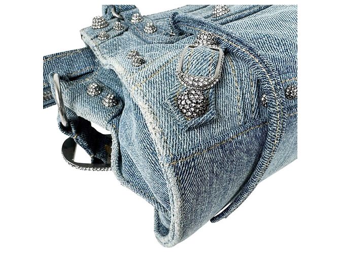 Borsa a tracolla Balenciaga in denim azzurro - vista 9