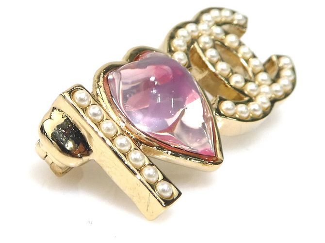 Broche Chanel Dorado y Rosa - vista 3