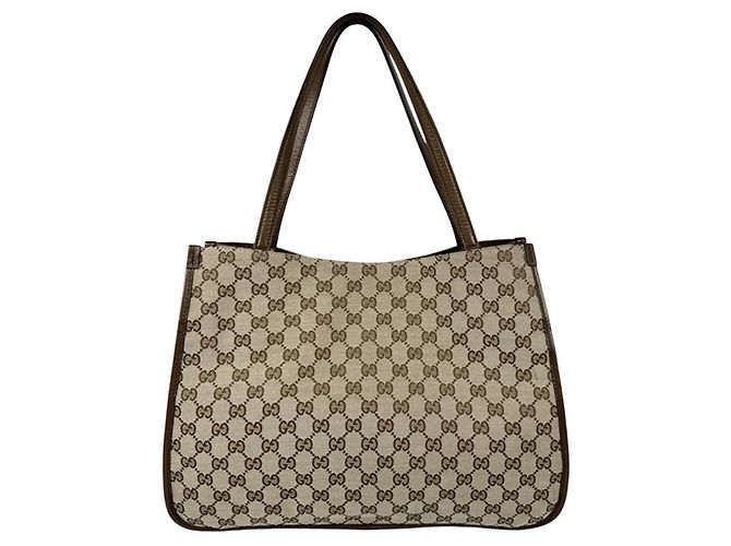 Borsa a mano Gucci marrone in GG Canvas e pelle - vista 3