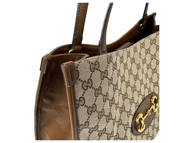 Borsa a mano Gucci marrone in GG Canvas e pelle - vista 7