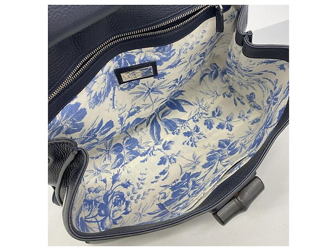 Borsa Gucci Bamboo in pelle blu navy - vista 4