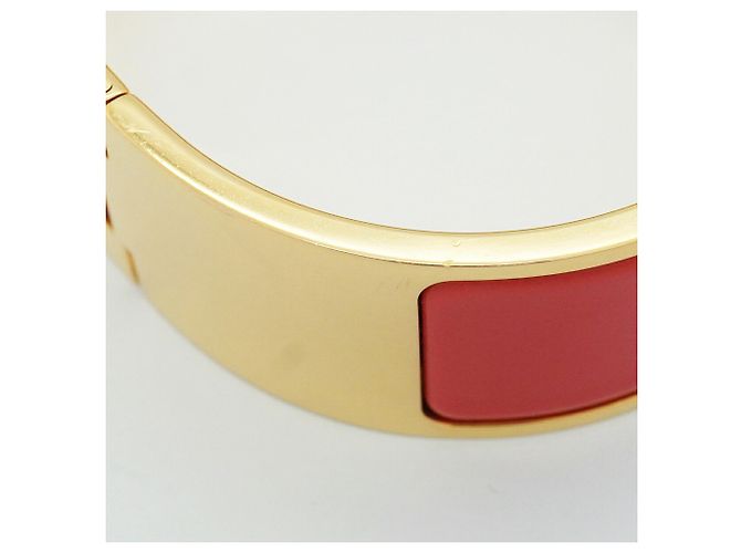 Bracciale Hermès Clic Clac GM in Oro e Rosso - vista 7